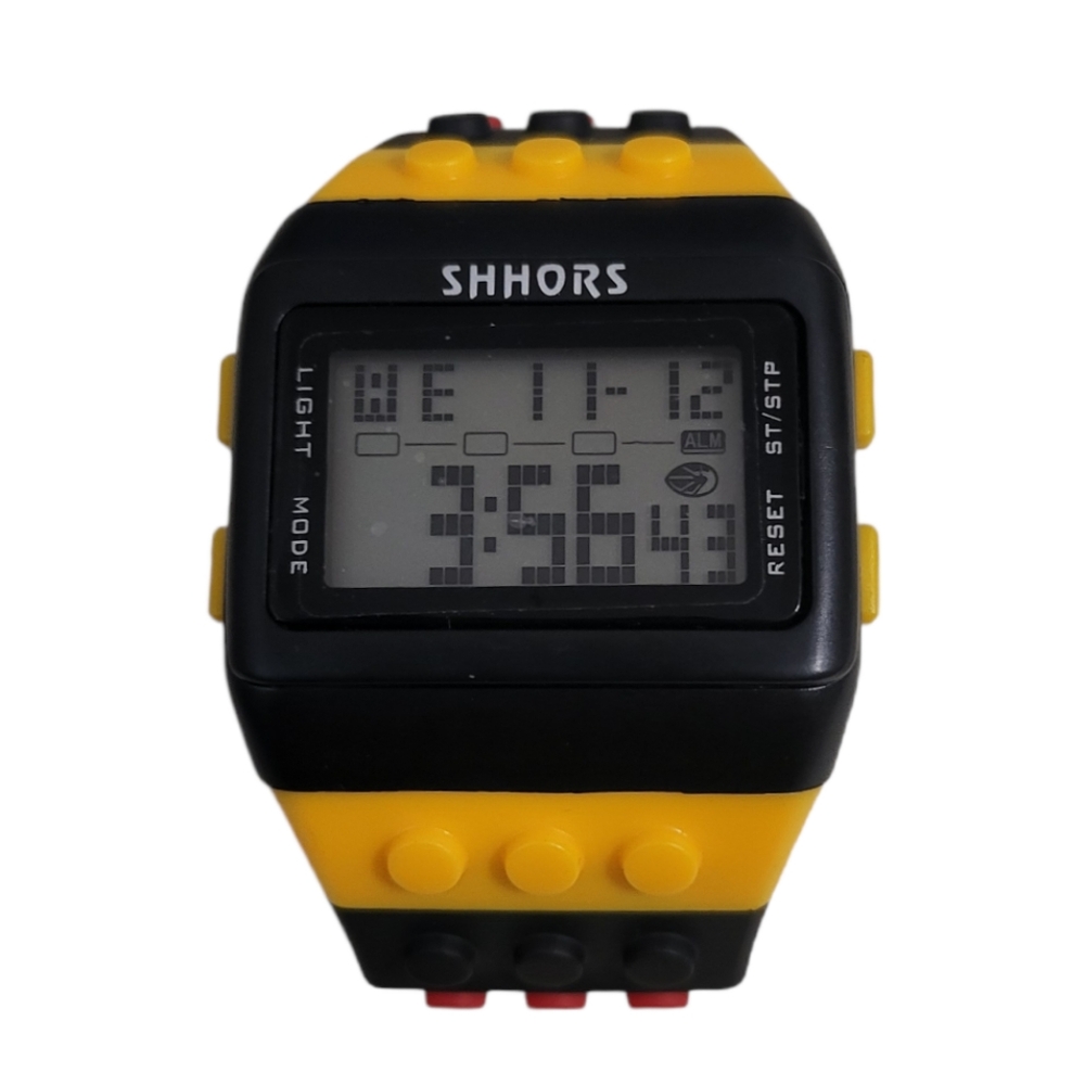 LOGO Block Silicone LCD Digital Light Unisex Sport Wrist Watch Multicolor C-100
